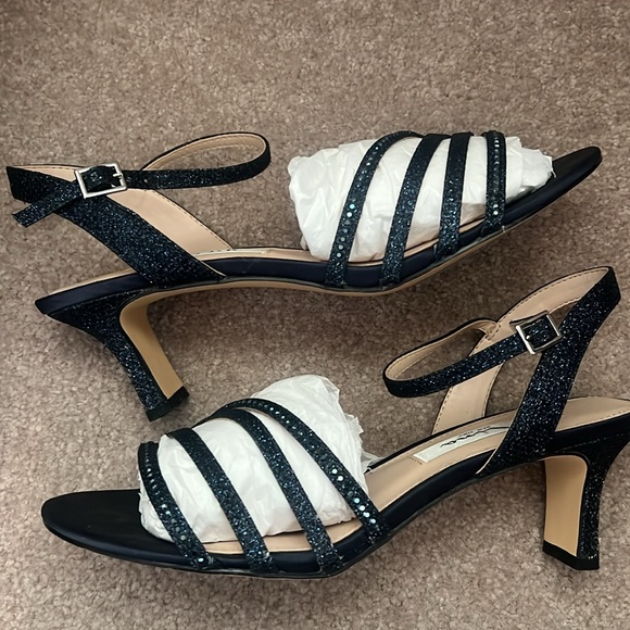 Nina Navy Strappy Heels - Picture 2 of 8